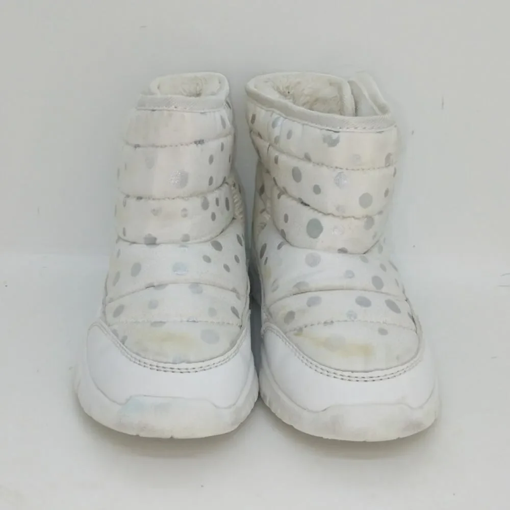 HobiBear Girls Siler & White Waterproof Shearling Lined Boots - Size 2.5